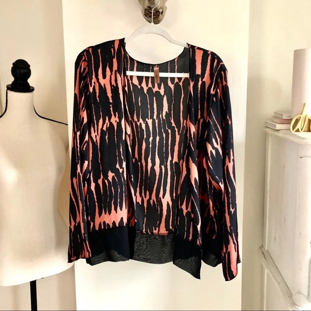Eighteen Open Front Long Sleeve Top. Size XL orange/ black boho